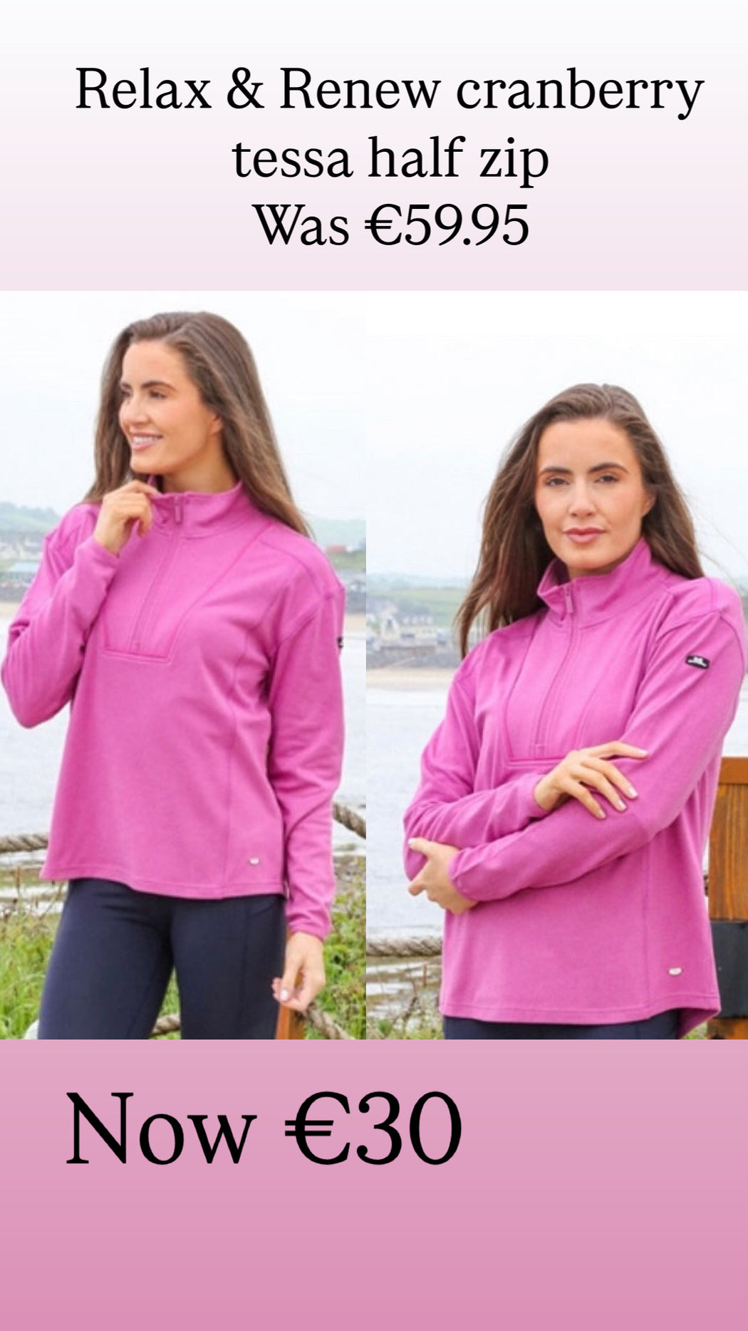 Relax & Renew cranberry tessa half zip