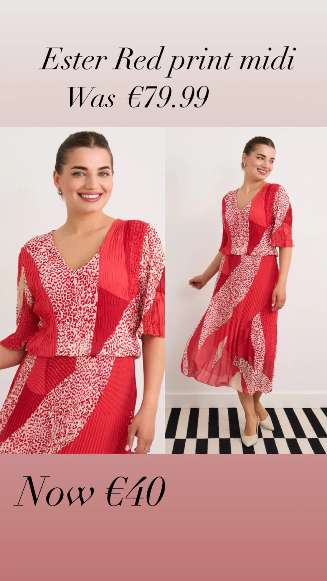 Ester red print midi