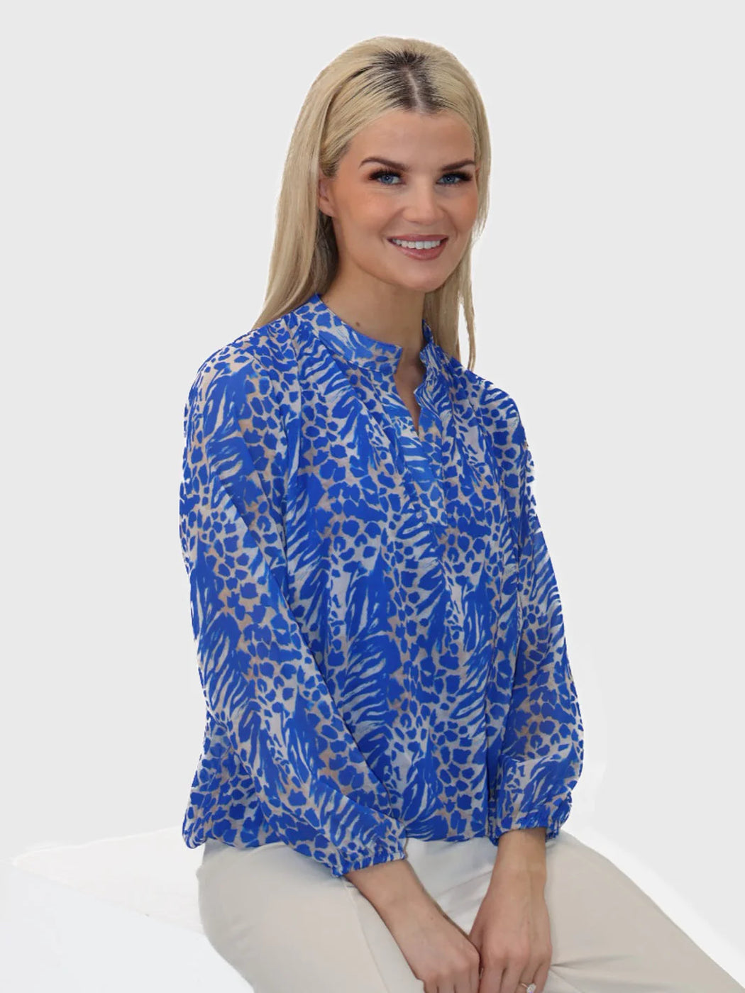 Blue animal print Bella band top