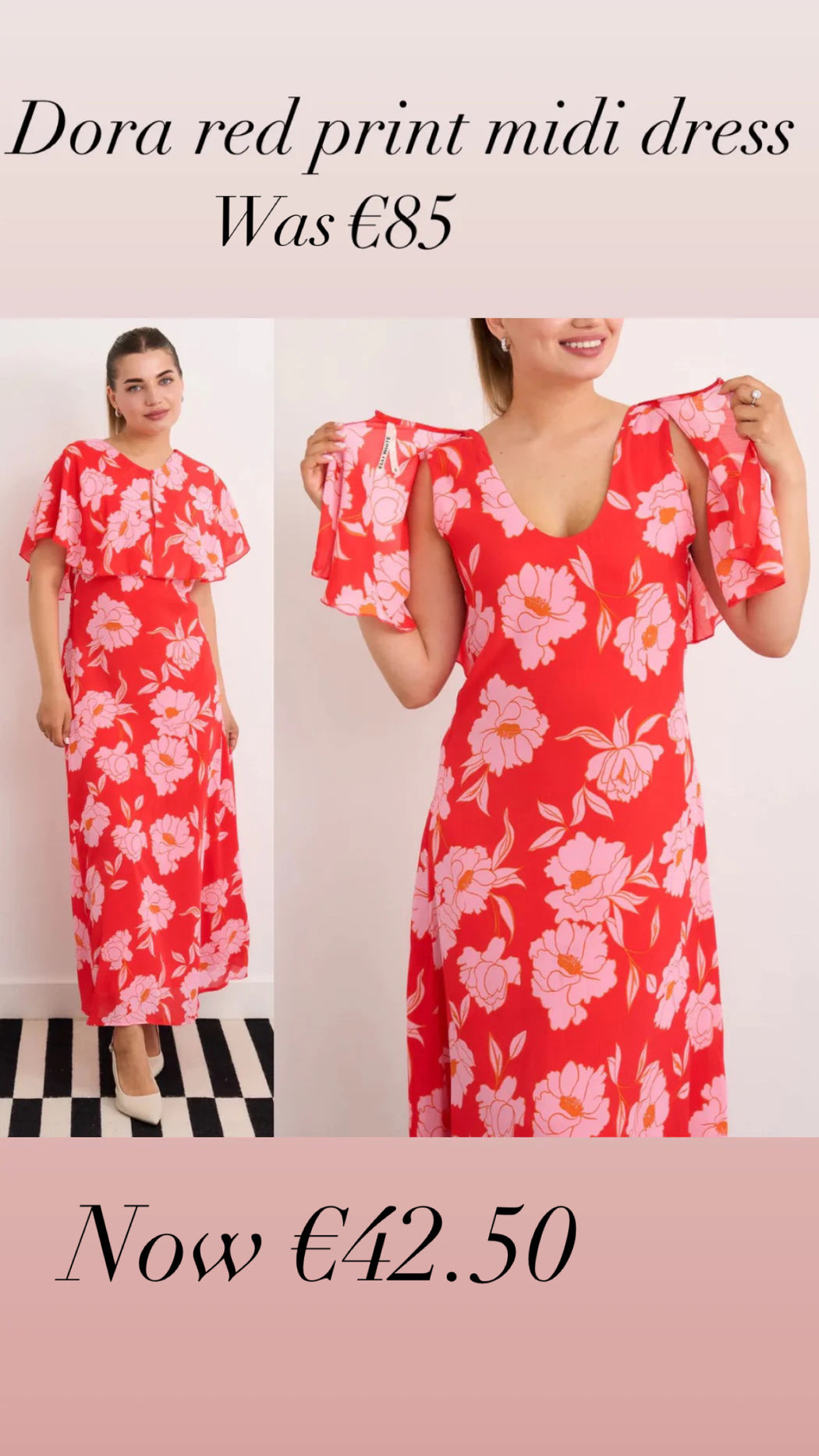 Dora red print midi dress