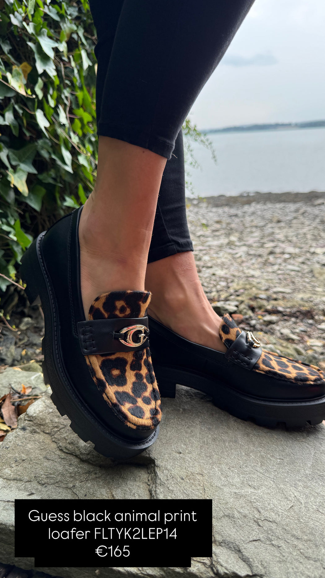 Guess black animal print loafer FLTYK2LEP14