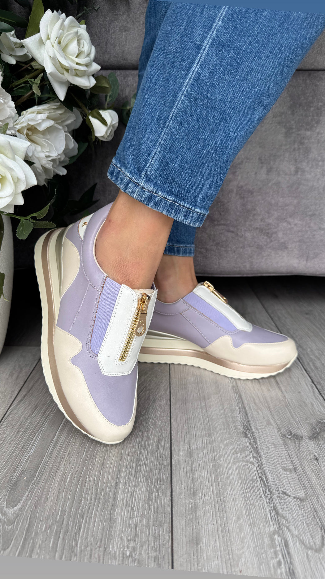Begbroke Lavender Mash wedge sneaker