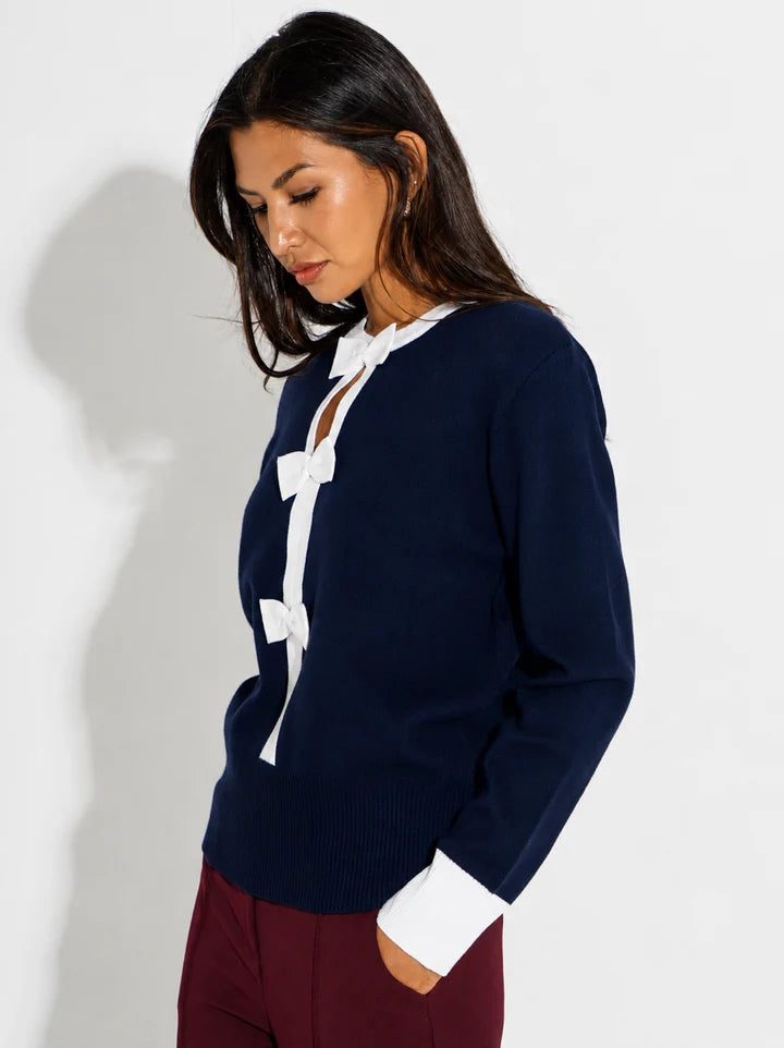 Navy aspen bow knit
