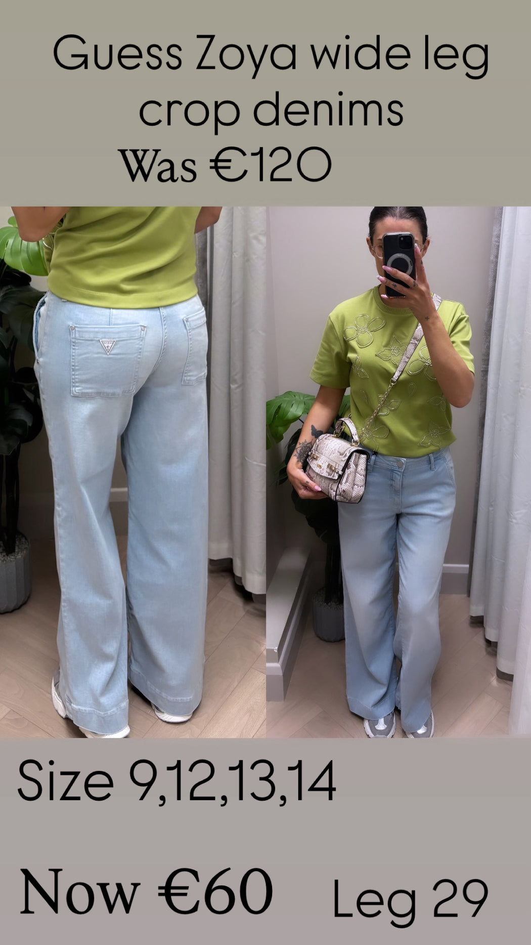 Guess Zoya wide leg crop denims