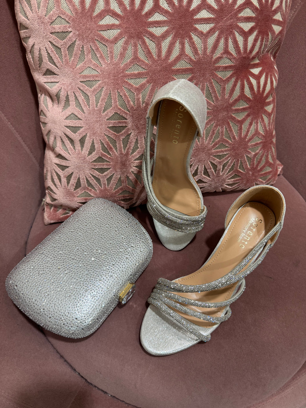 Silver powerscourt heels