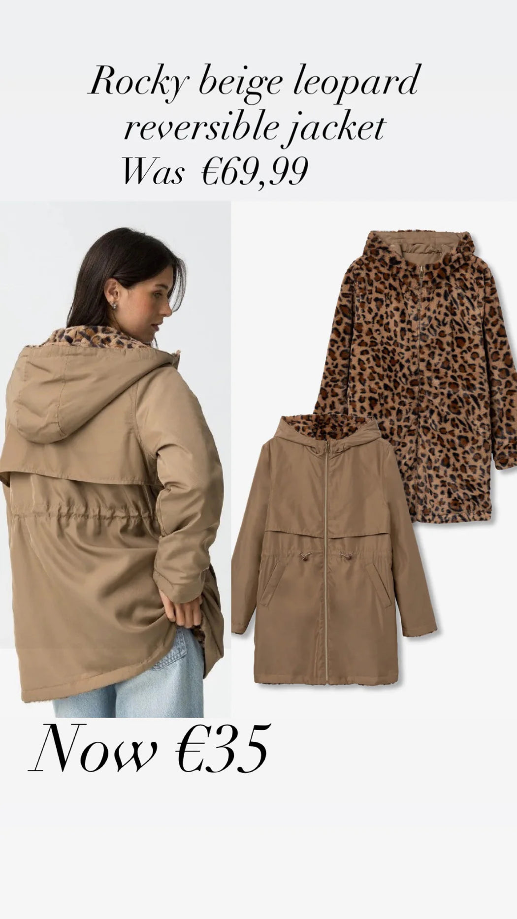 Rocky beige leopard reversible jacket