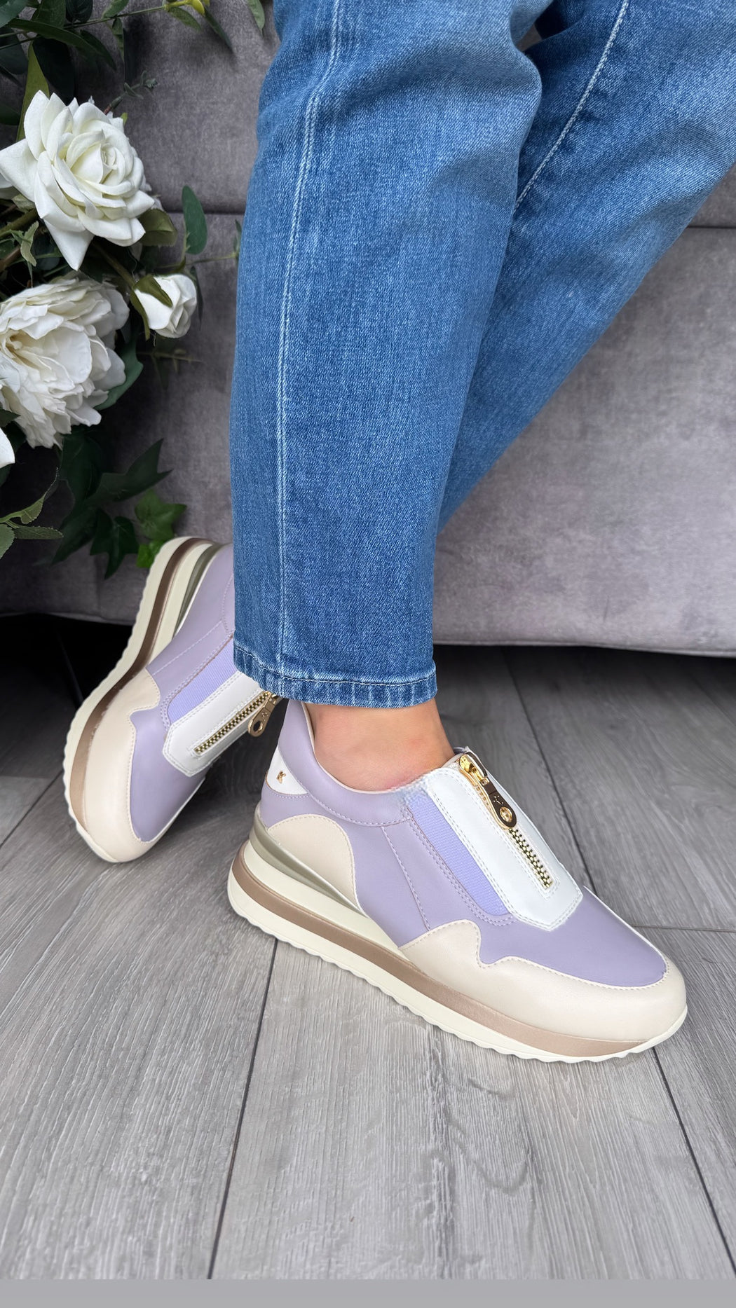 Begbroke Lavender Mash wedge sneaker