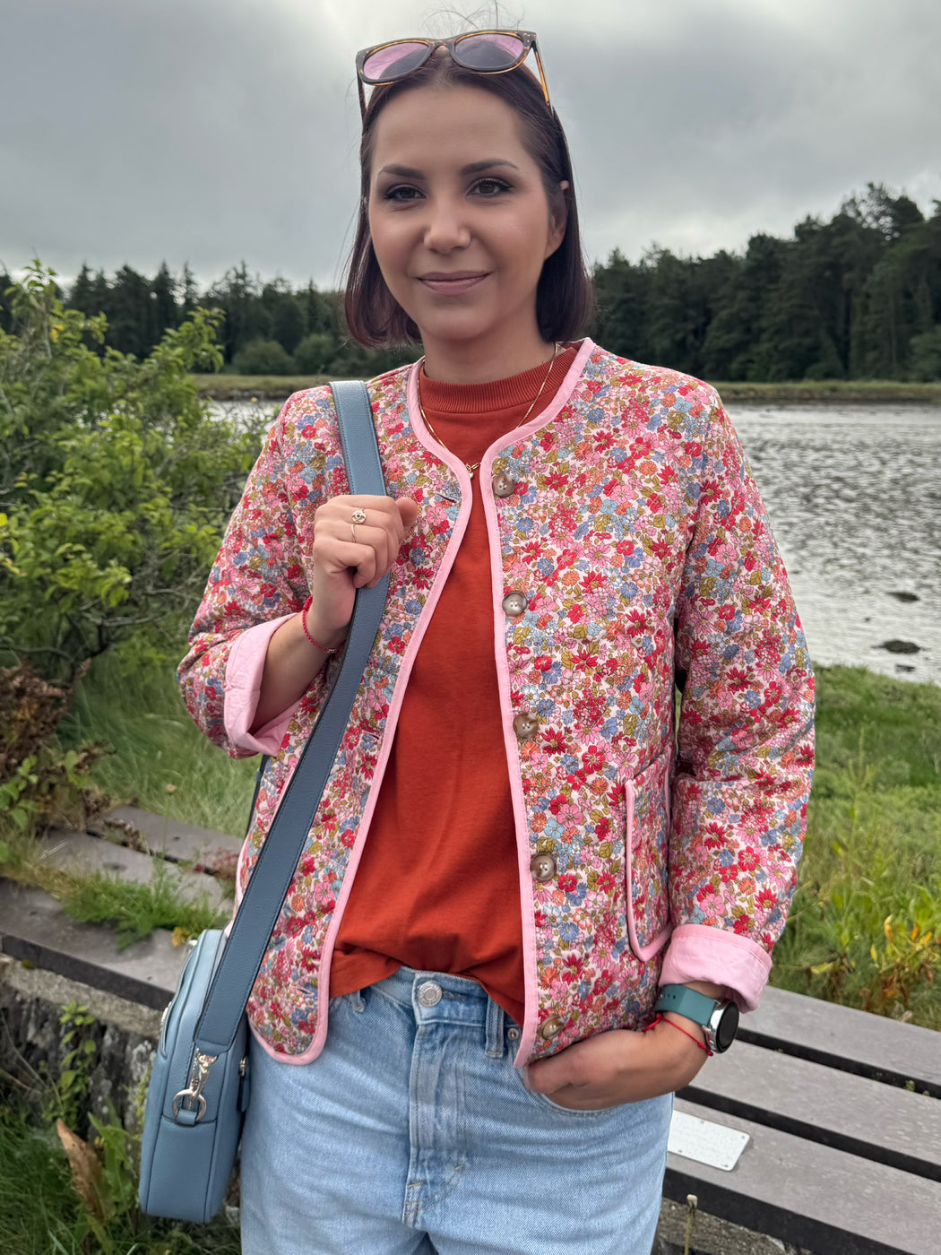 Lili pink flower quilted jacket