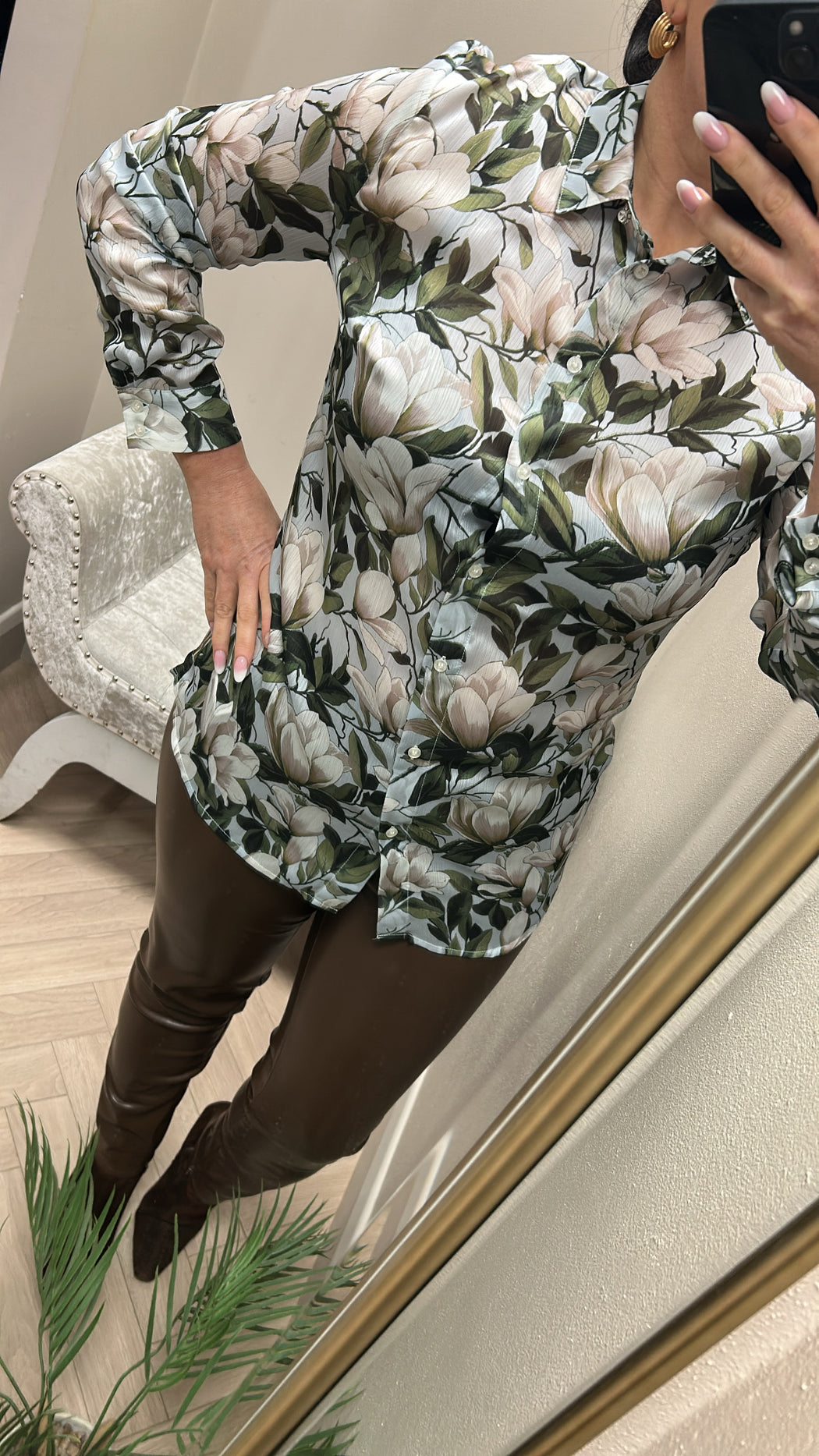 Guess green print shirt w6rh73wdw82 -PM6A