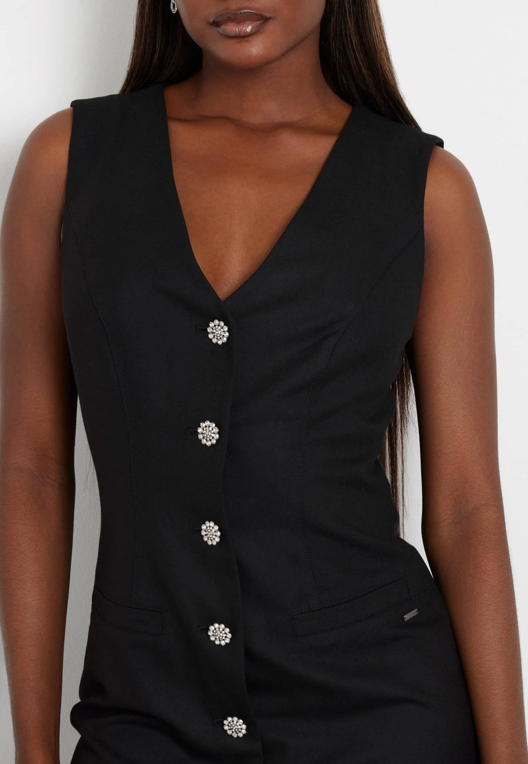 Guess black buttoned Doris dress w4bk11wglf