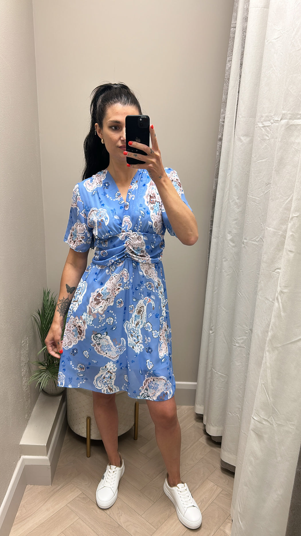 Lyra blue print mini dress