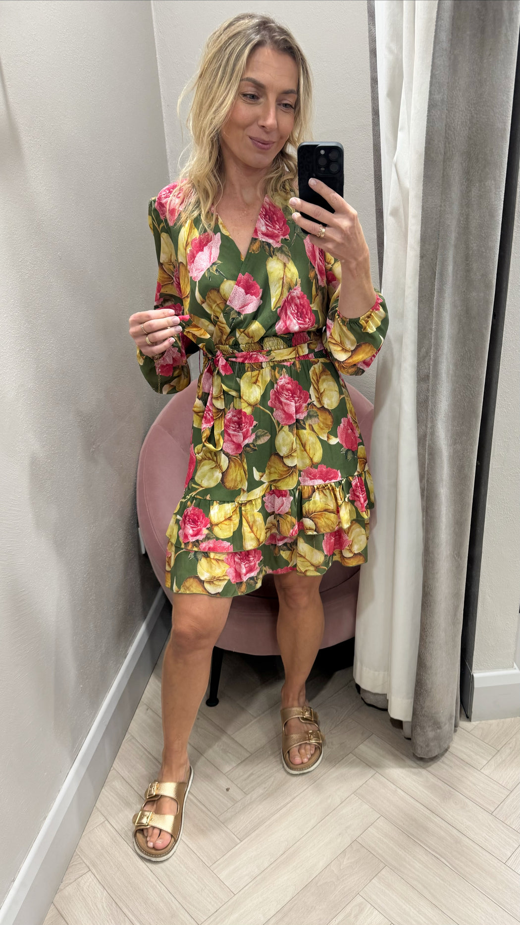 W4RK21WF5K0-P8BW guess belted floral dress