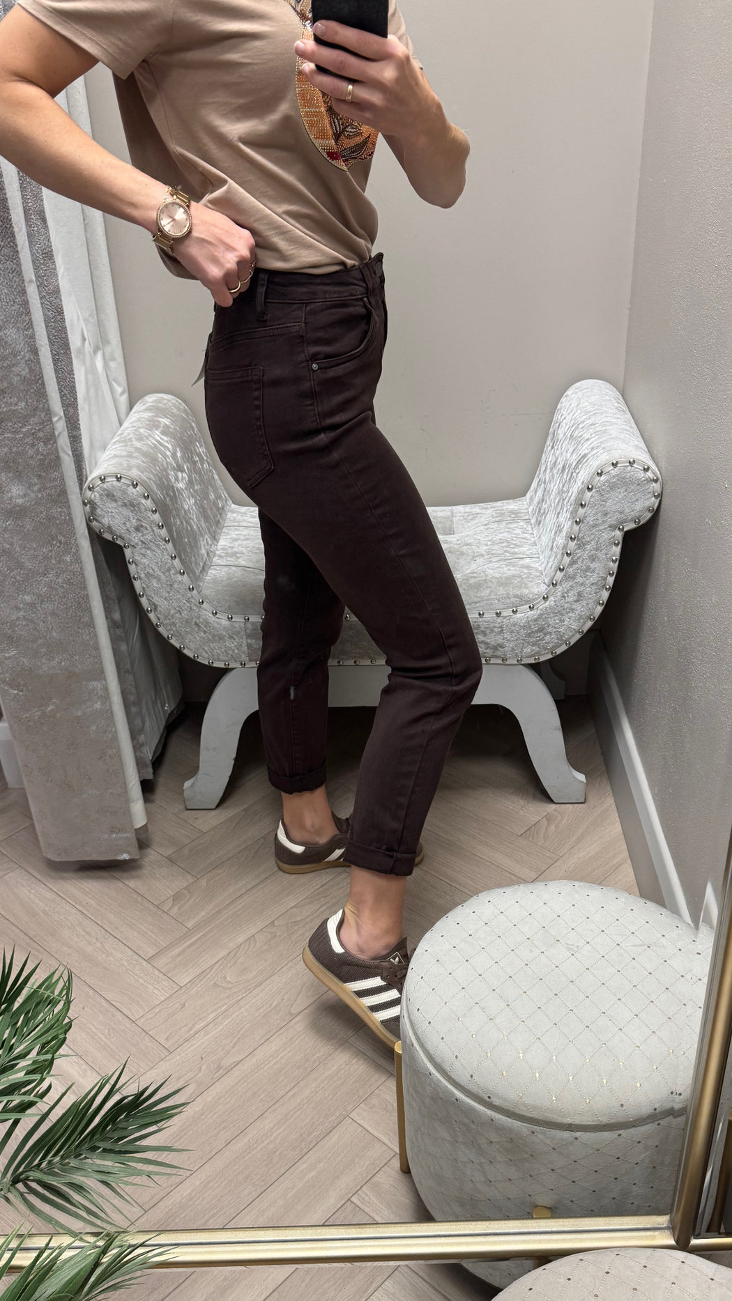 Toxic chocolate brown boyfriend fit jeans