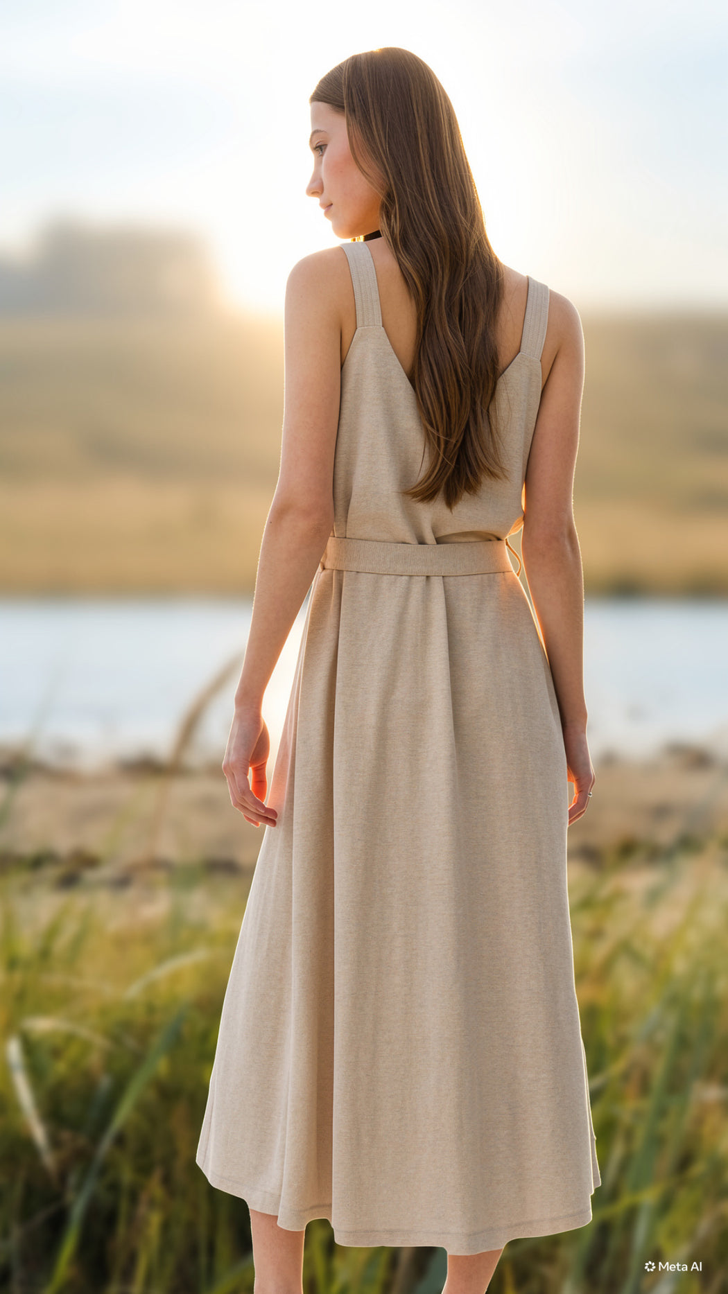 Shara beige gold button detail dress