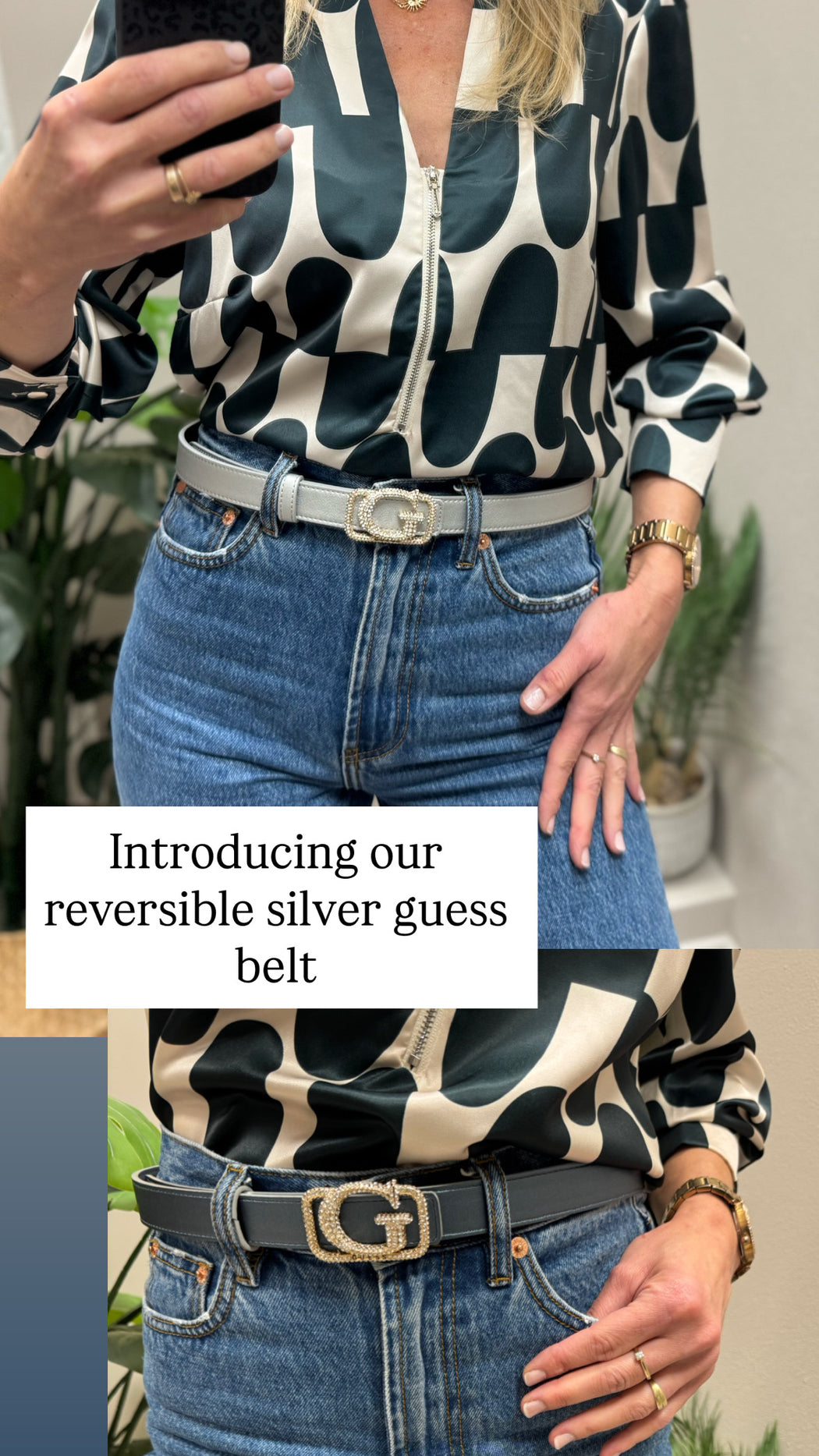 Silver guess Prue Jewel reversible  Belt