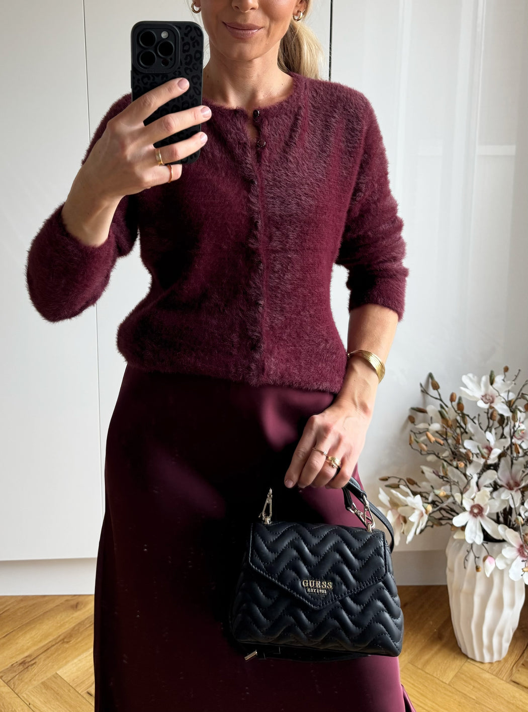 Plum Kansas satin skirt