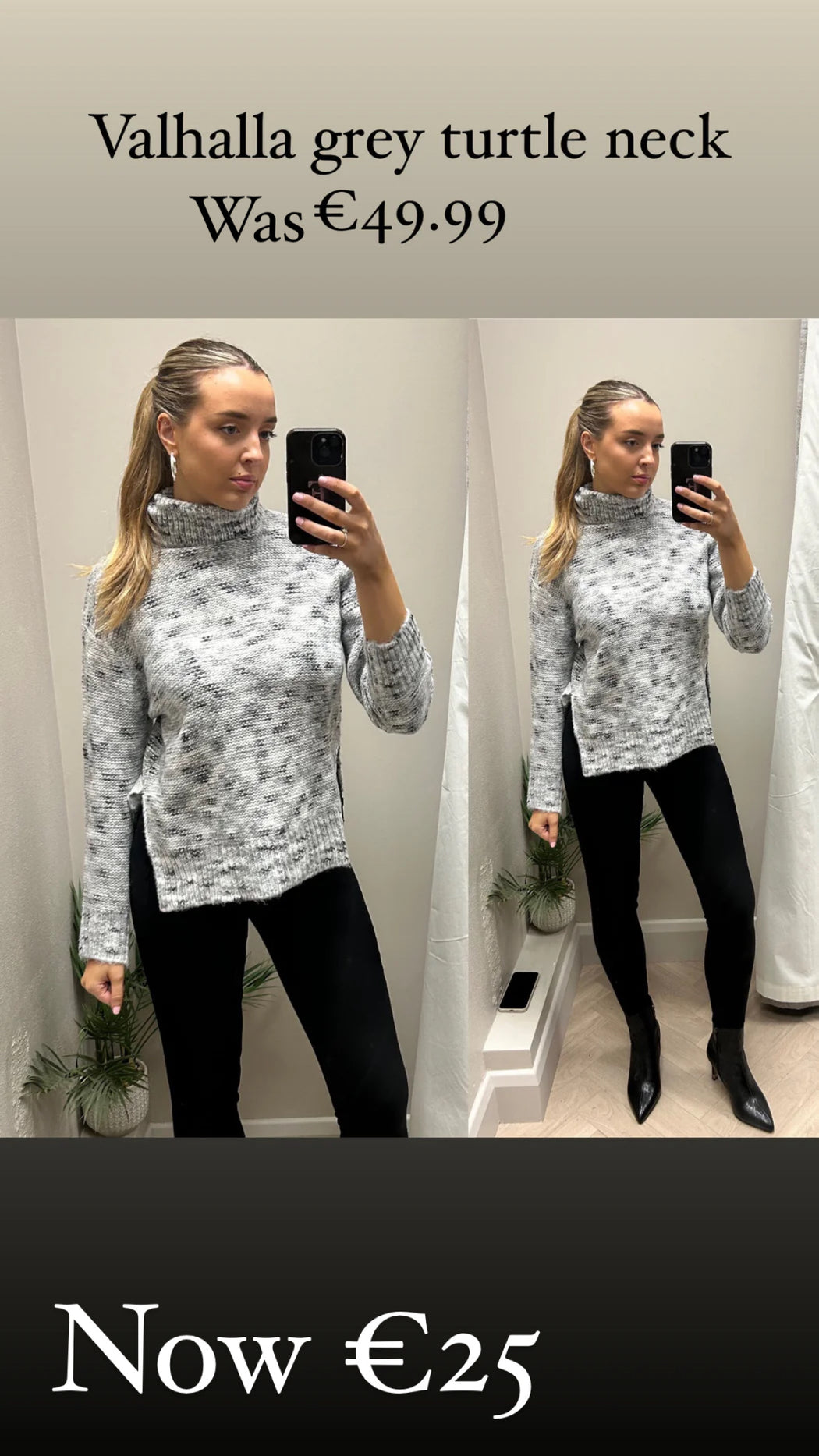 Valhalla grey turtle neck knit jumper