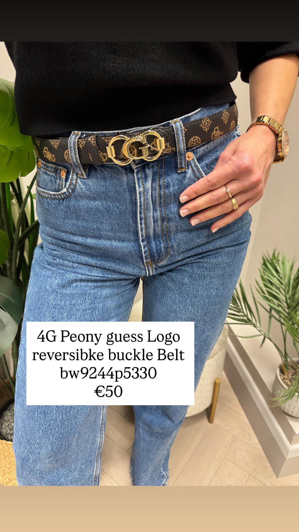 4G Peony guess Logo reversibke buckle Belt bw9244p5330