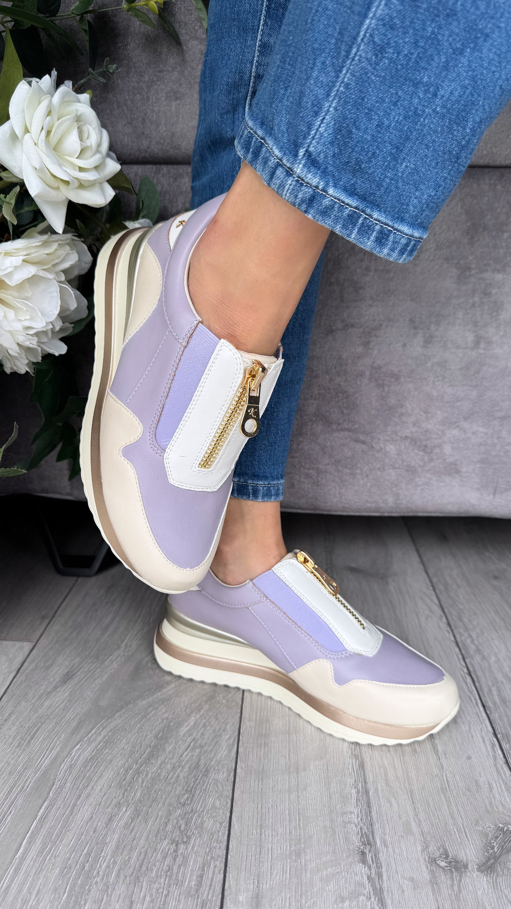 Begbroke Lavender Mash wedge sneaker