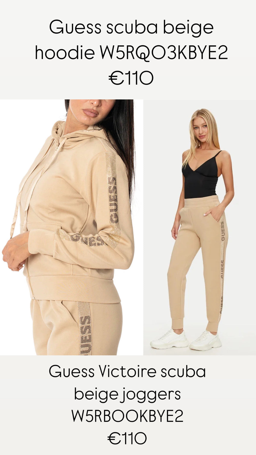 Guess Victoire scuba beige joggers W5RB00KBYE2