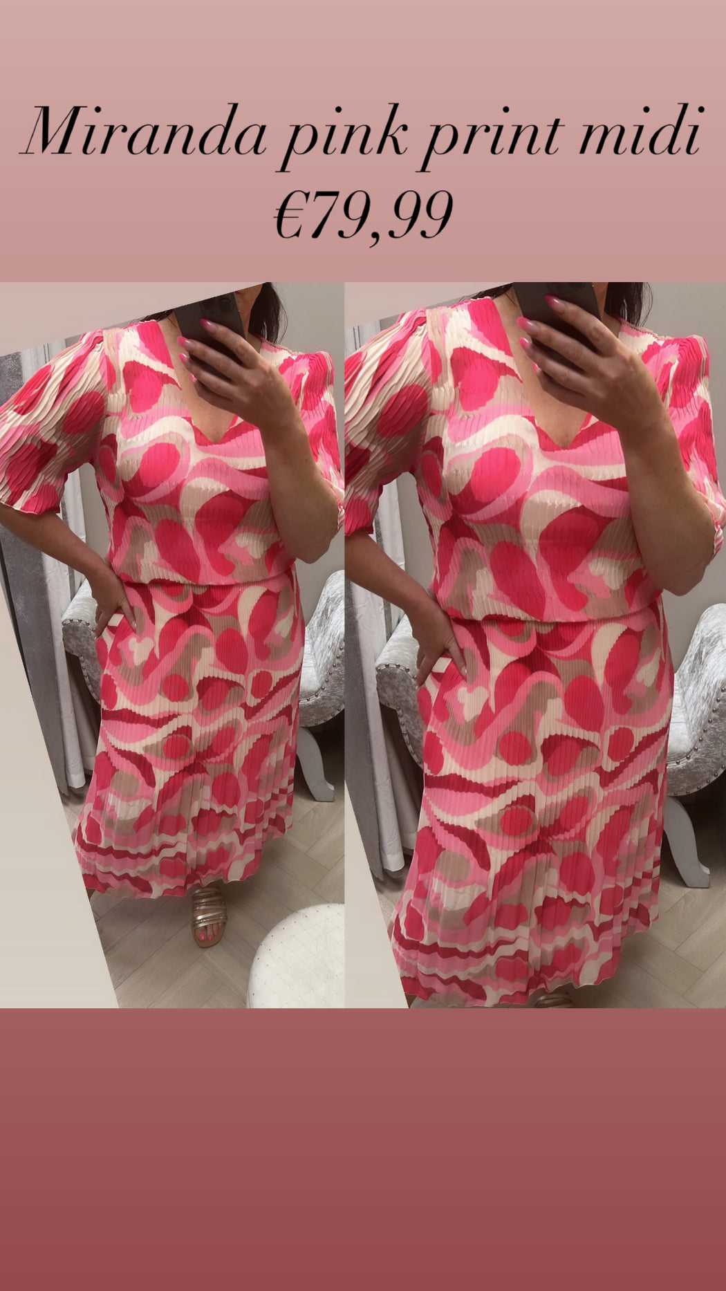 Miranda pink print midi