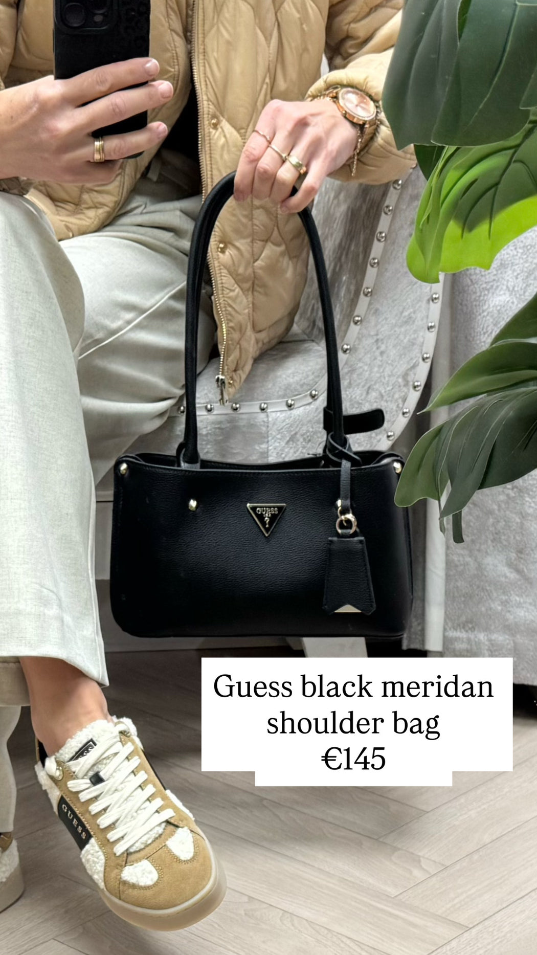 Guess black meridan shoulder bag