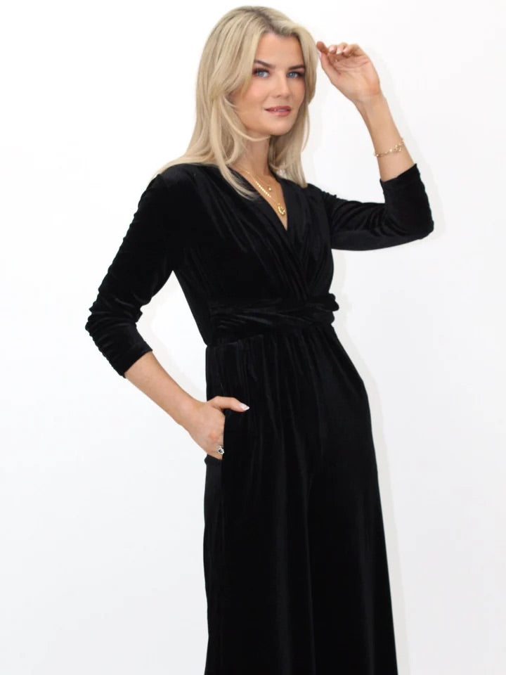 Sophia black velvet jumpsuit