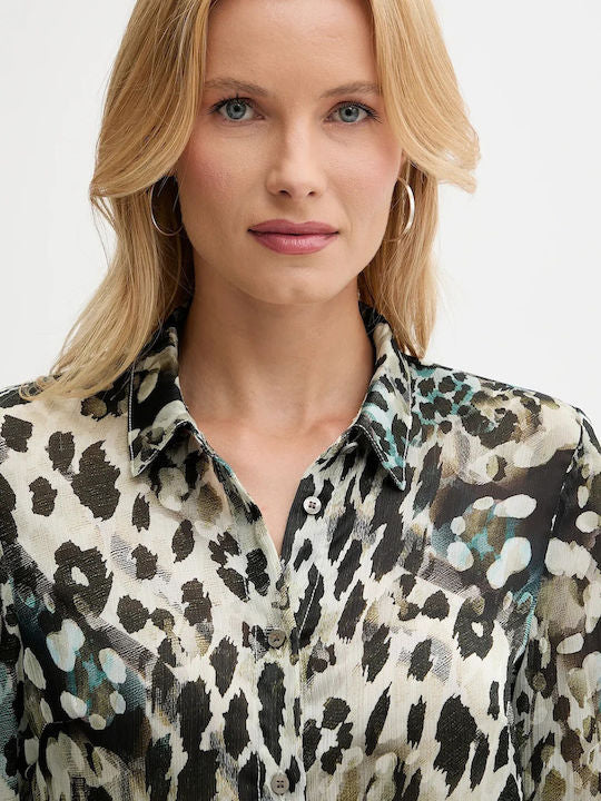 Guess clouis green print shirt w5yk98z2yk2-F7Bg