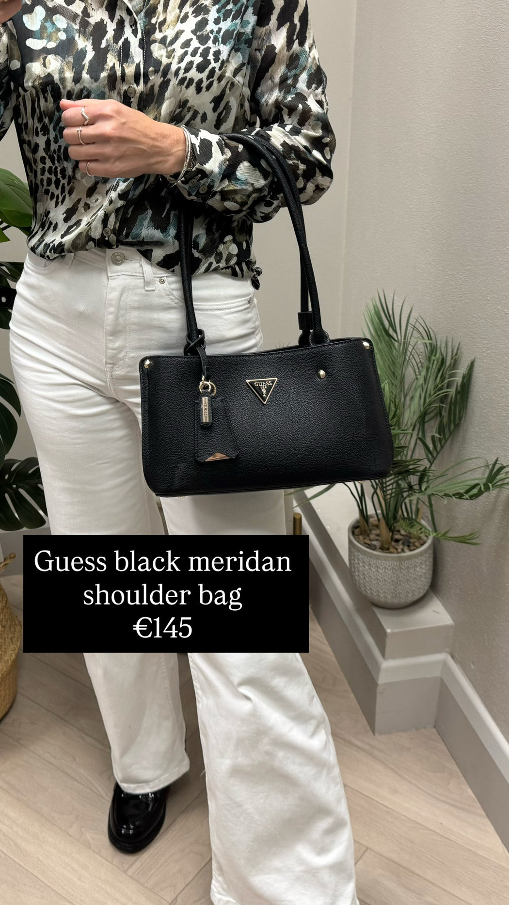 Guess black meridan shoulder bag