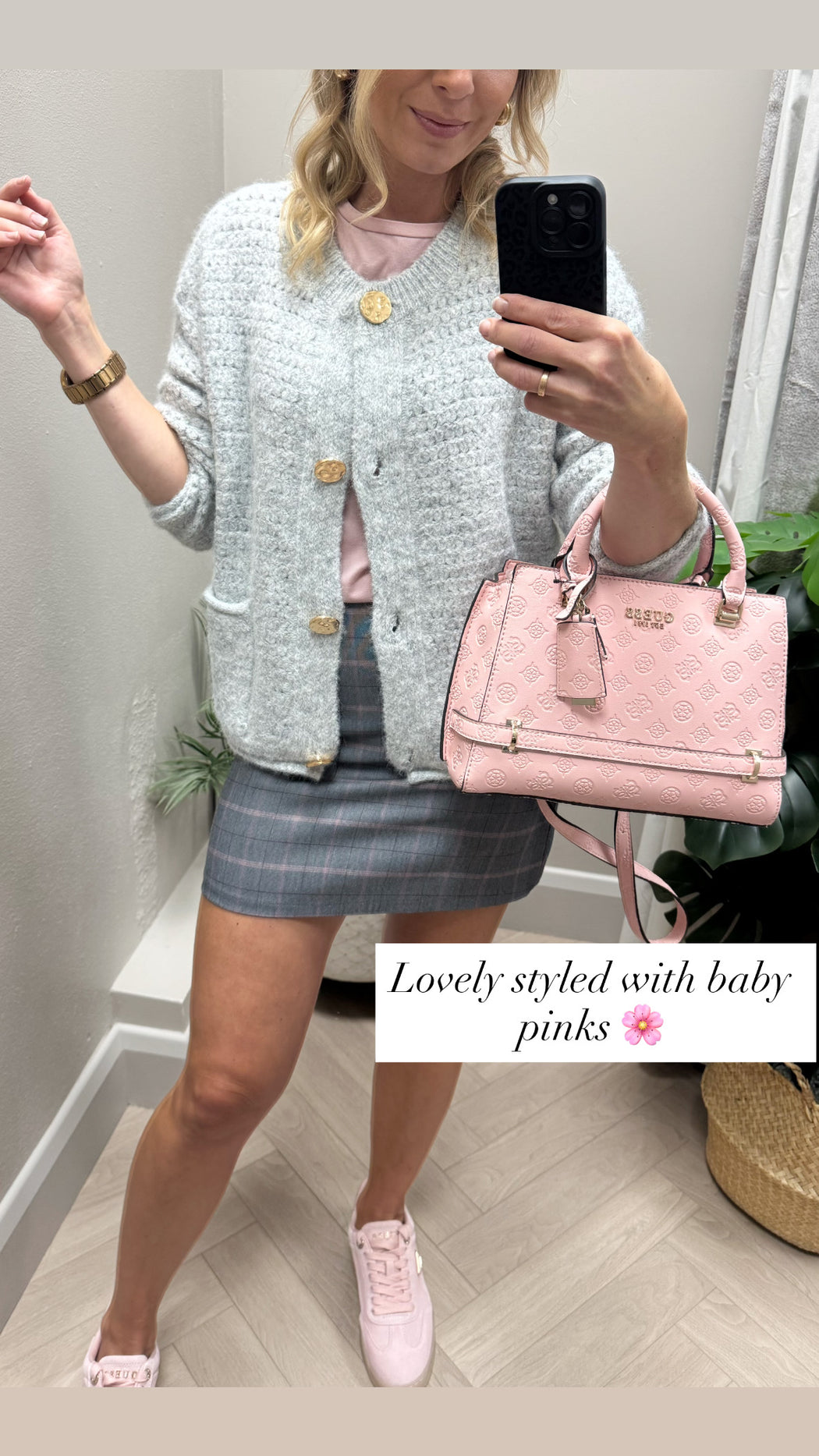 Stacey grey button knit cardi