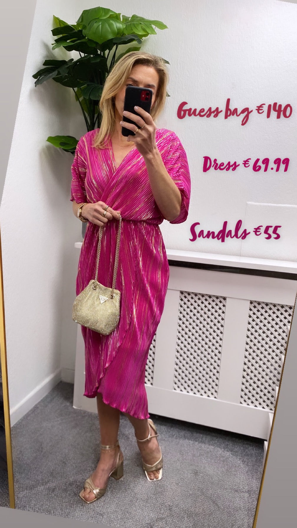 Chelsea Wrap Detailing Midi Dress Hot Pink