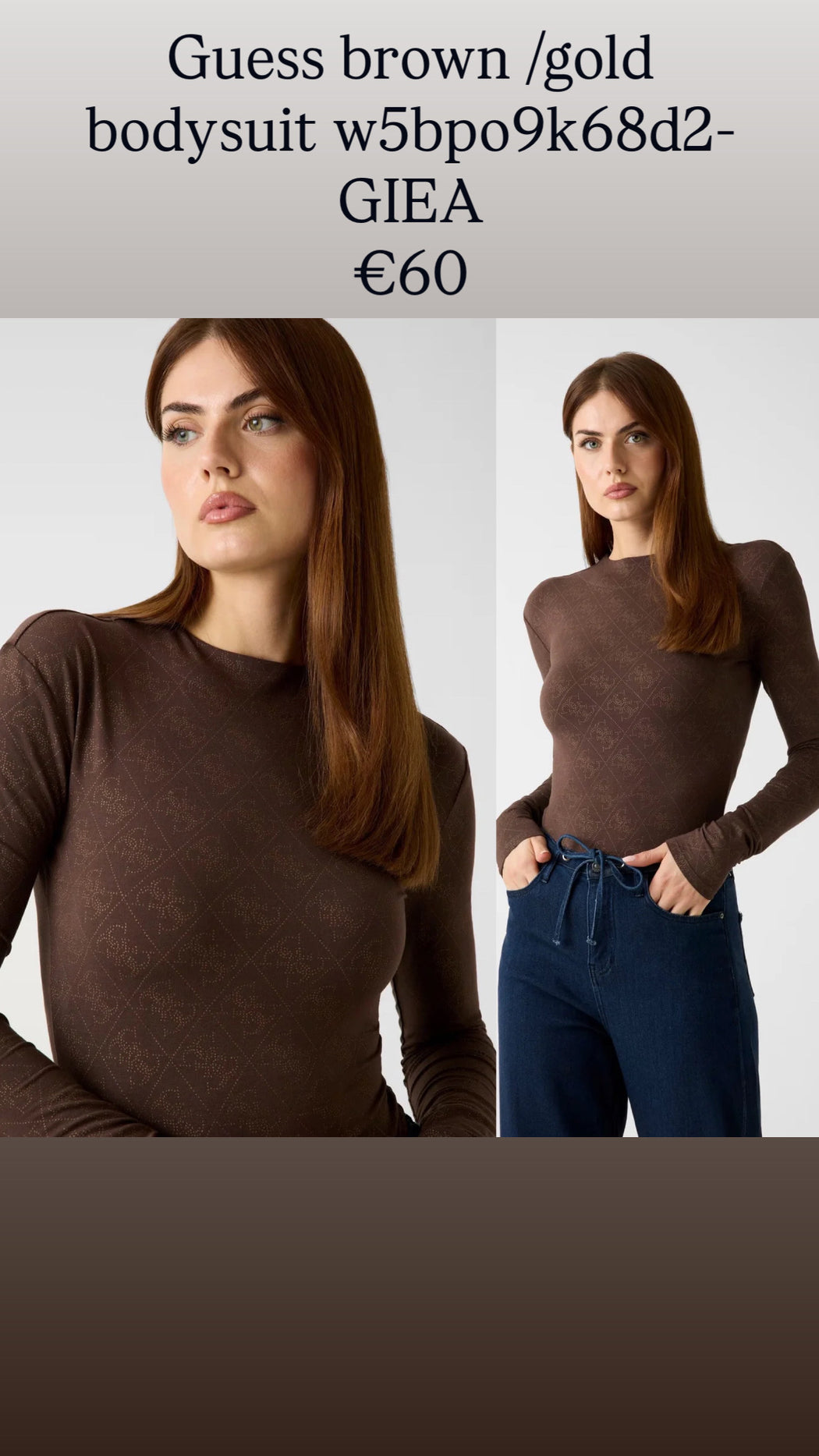 Guess brown /gold bodysuit w5bpo9k68d2-GIEA