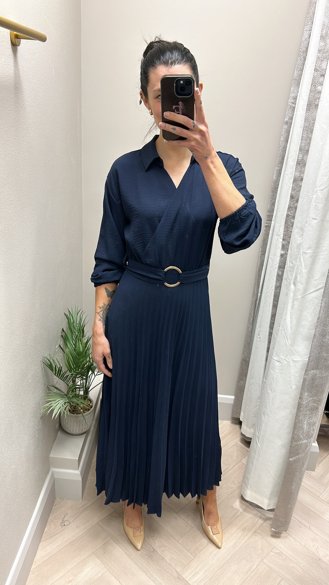 Navy Kyoto midi dress