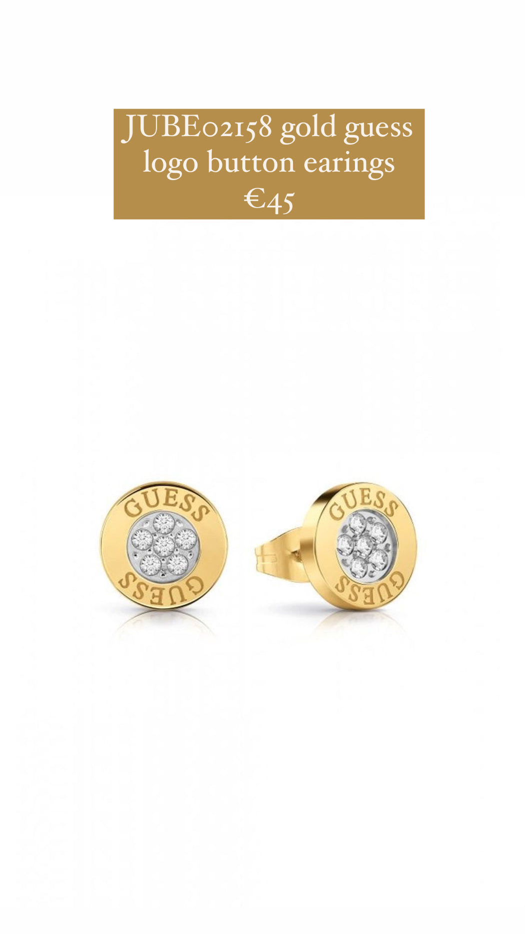 JUBE02158 gold guess logo button earings