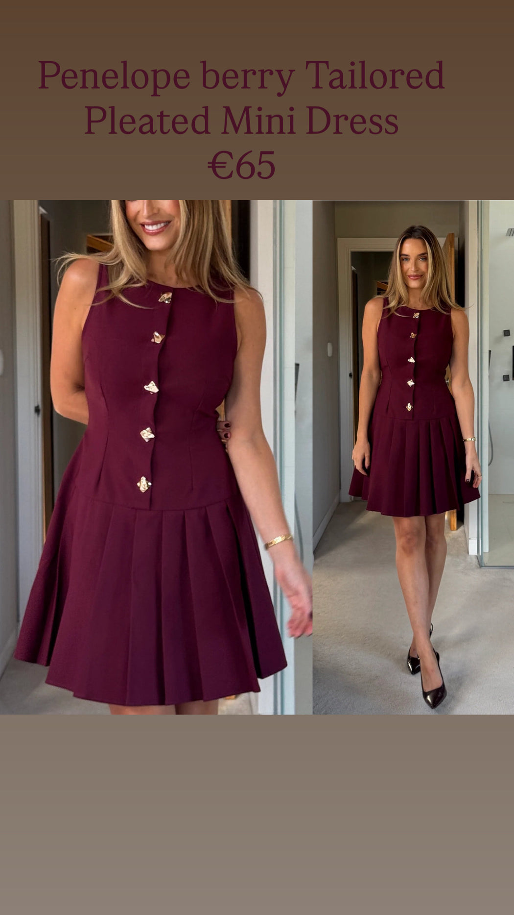 Penelope berry Tailored Pleated Mini Dress