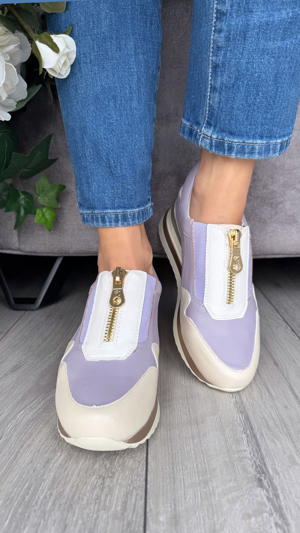 Begbroke Lavender Mash wedge sneaker