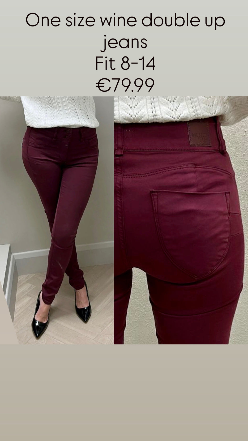 One size wine double up jeans