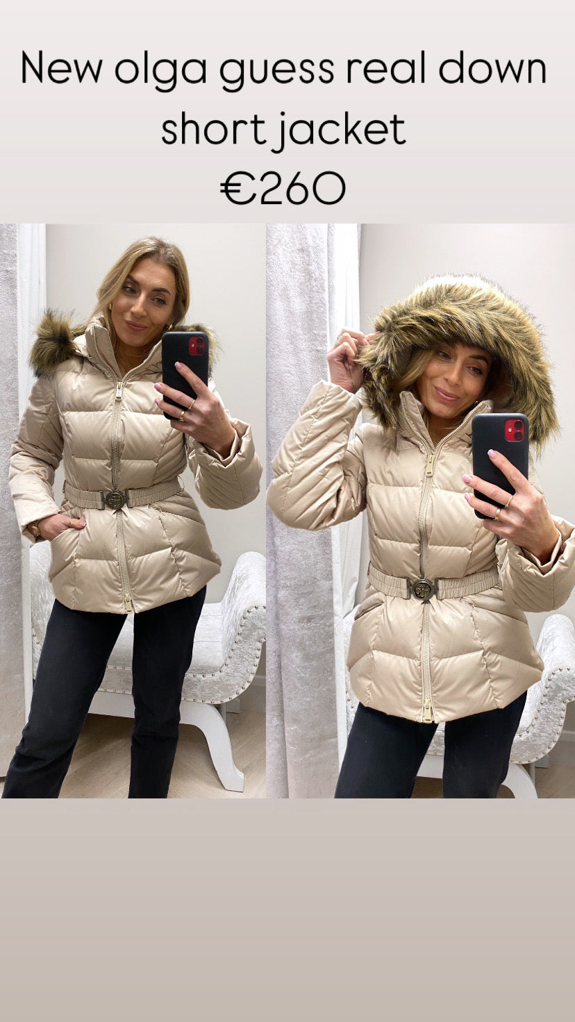 New olga guess real down short jacket