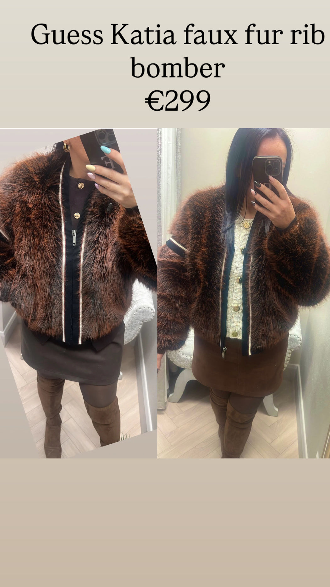 Guess Katia faux fur rib bomber