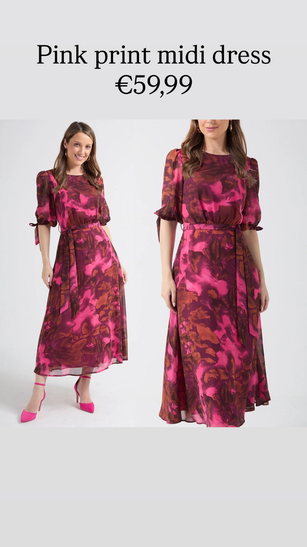 Pink print midi dress