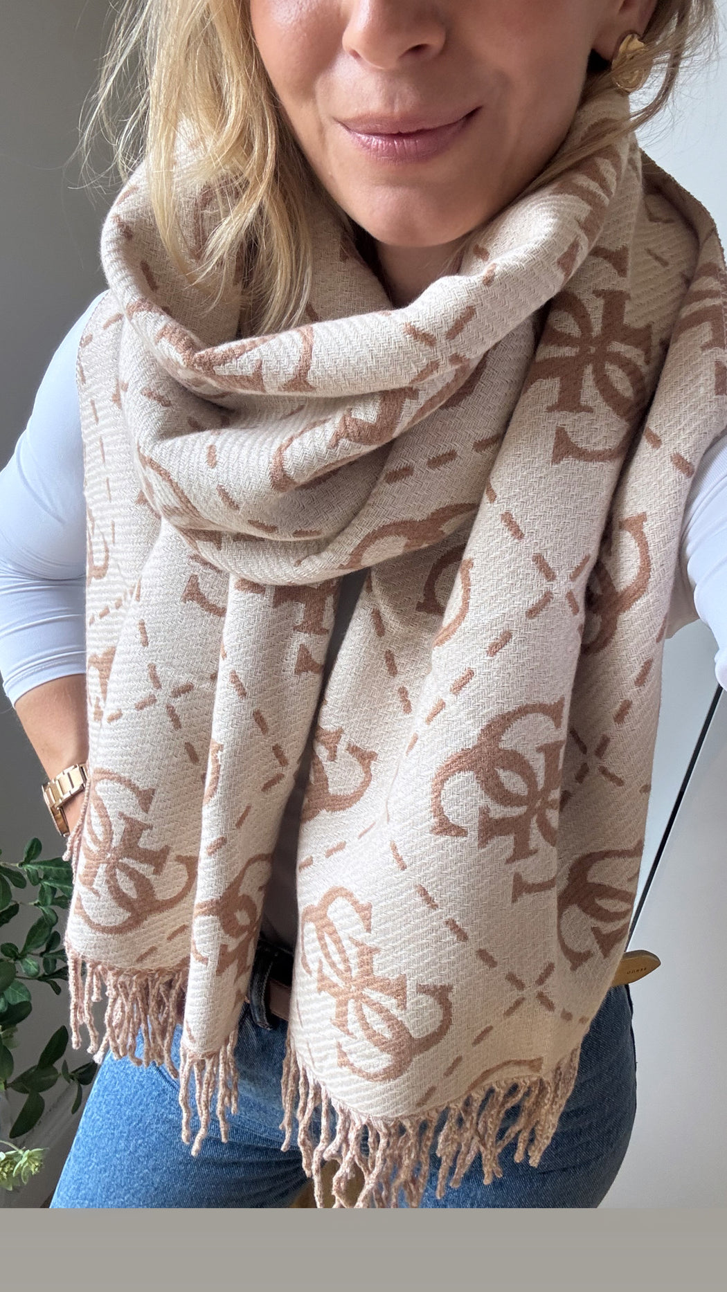 Nolana beige 4G logo scarf aw5217vis03