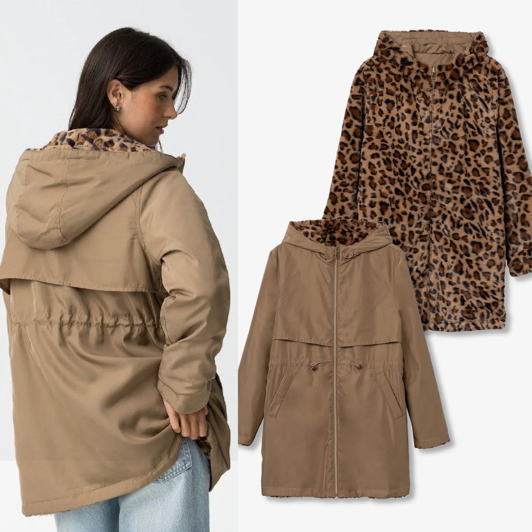 Rocky beige leopard reversible jacket