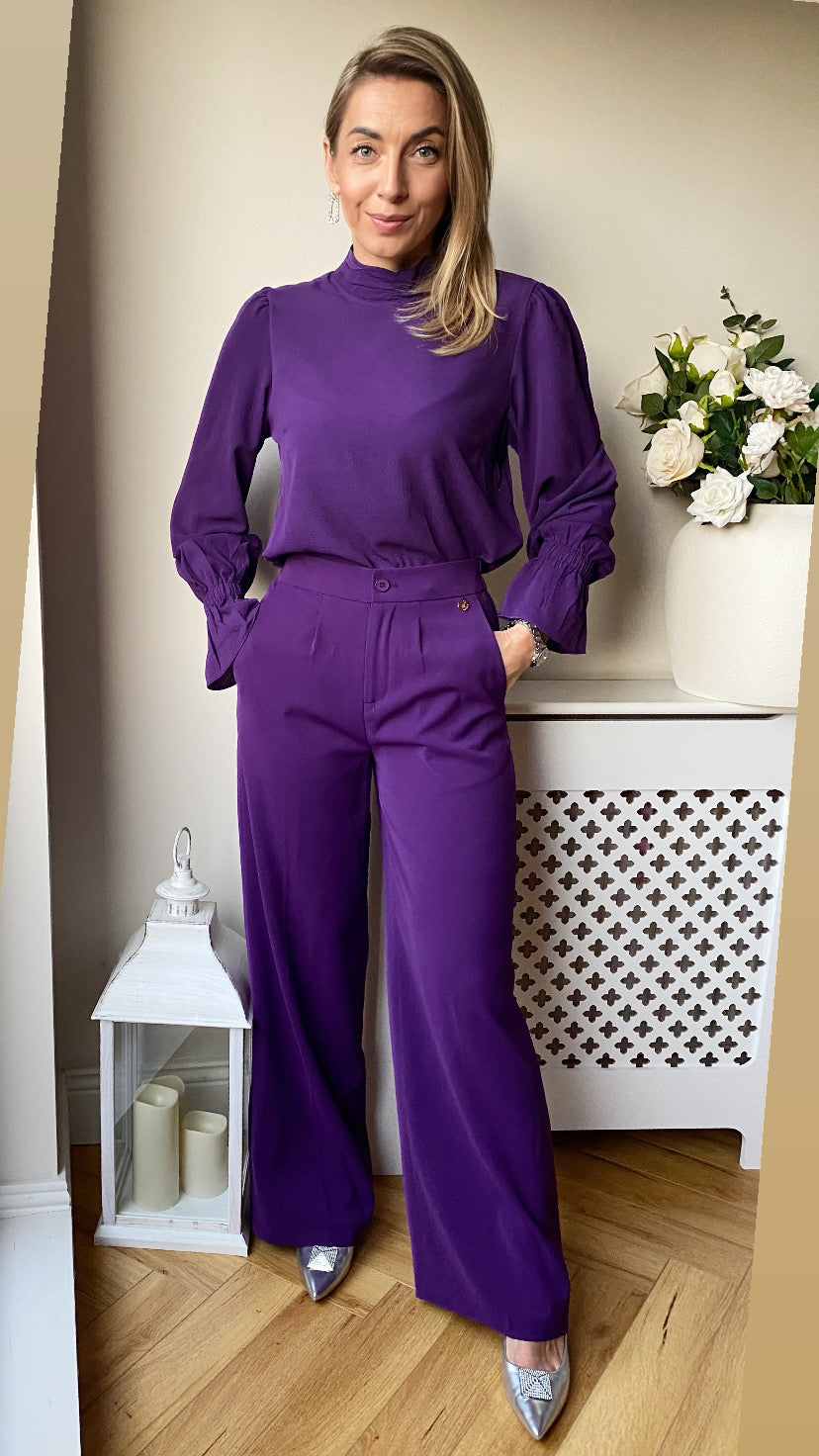 Sally wide leg purple trousers