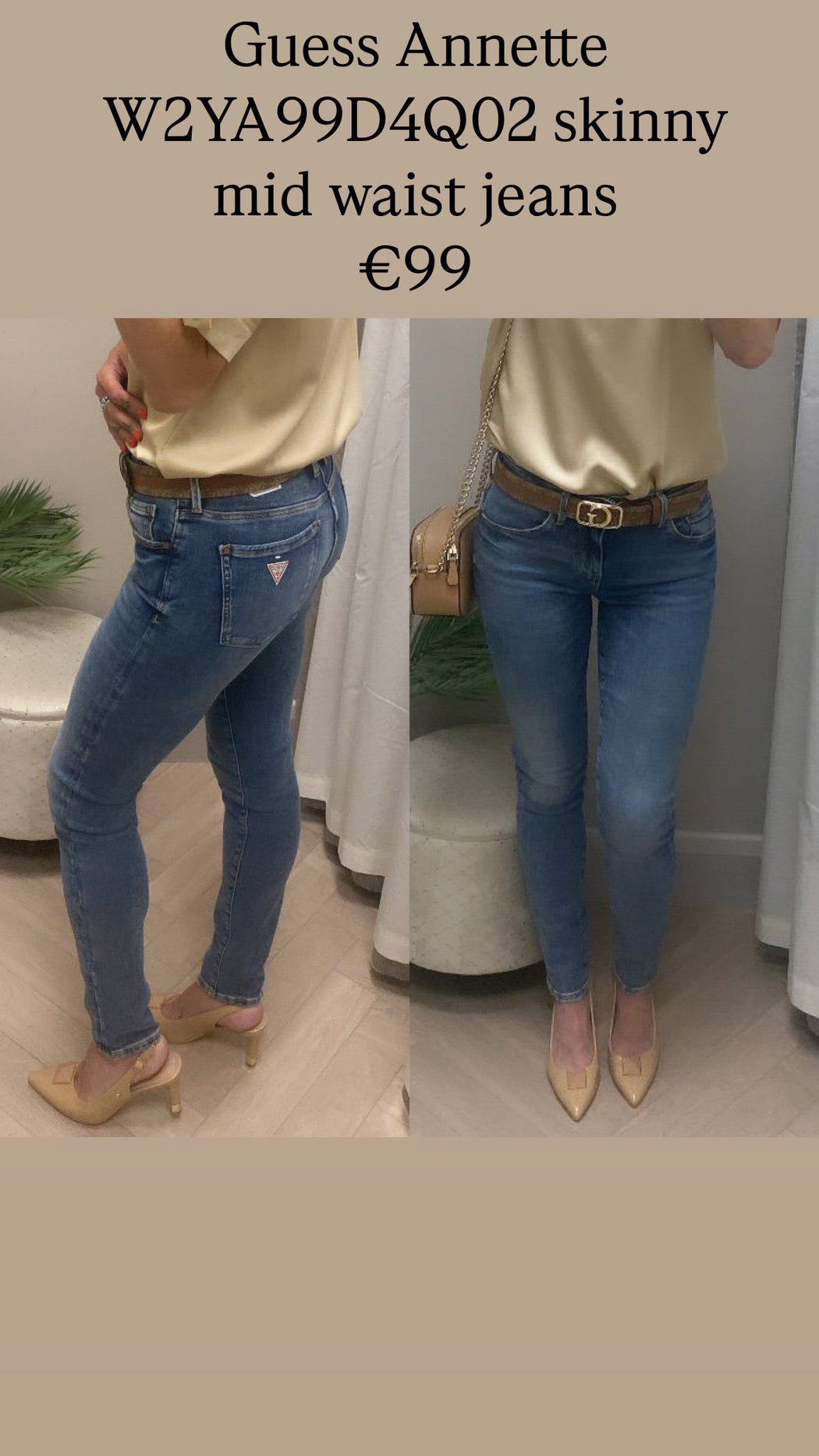 Guess Annette W2YA99D4Q02 skinny mid waist jeans