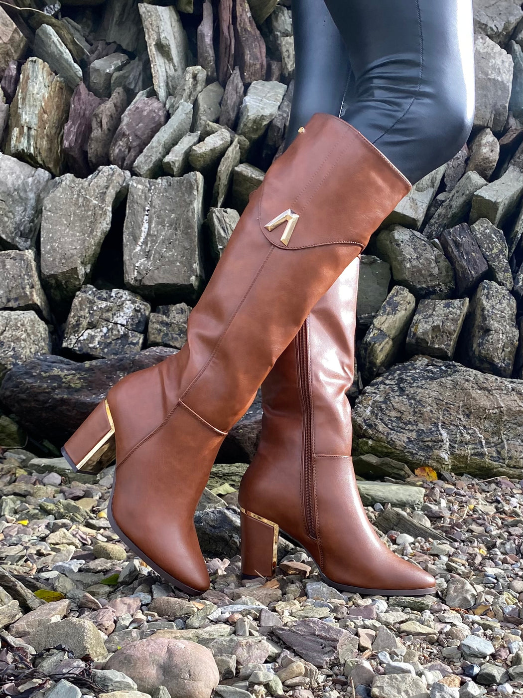 Haffar one driftwood knee high boots