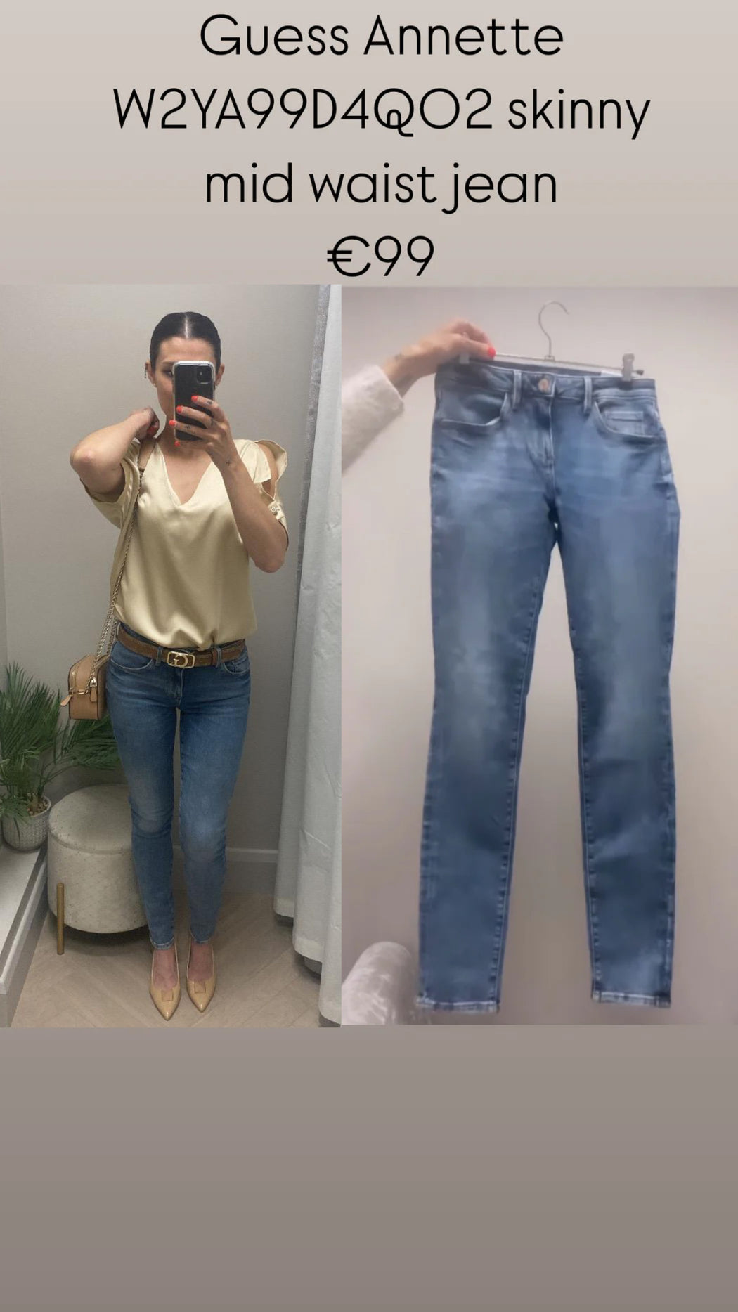 Guess Annette W2YA99D4Q02 skinny mid waist jeans