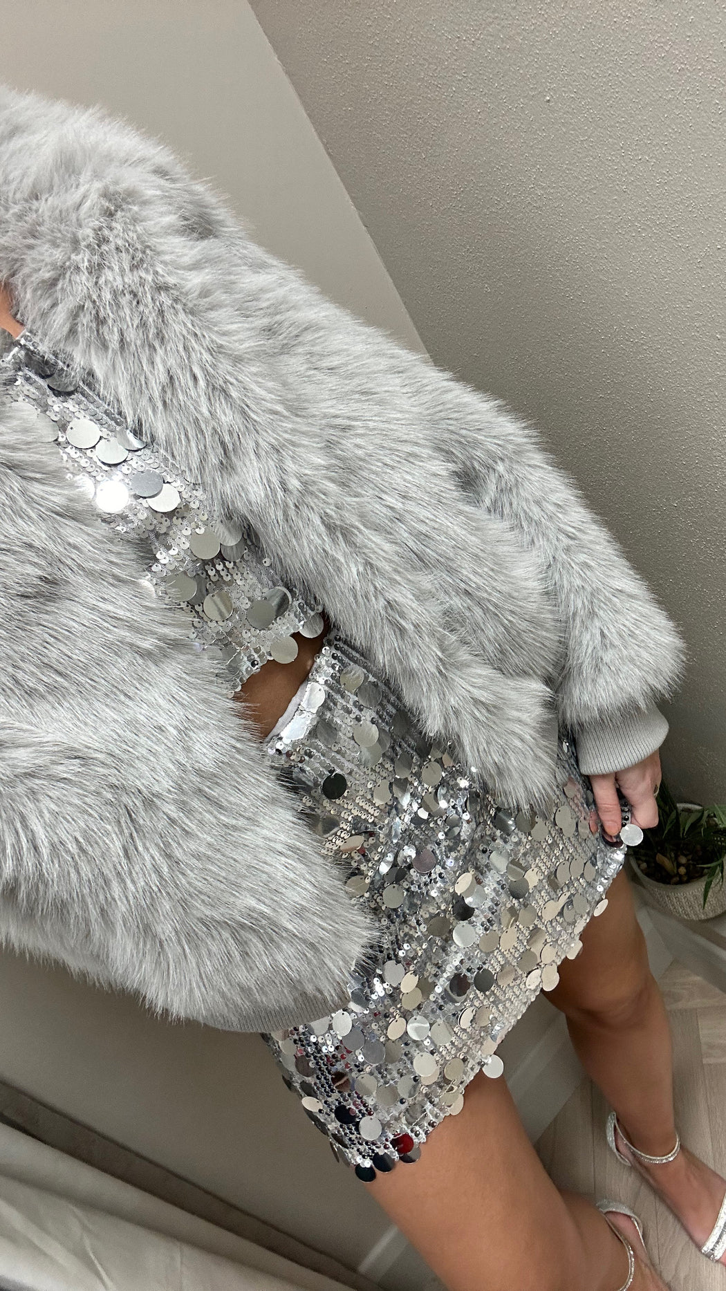 Paco silver sequin skirt