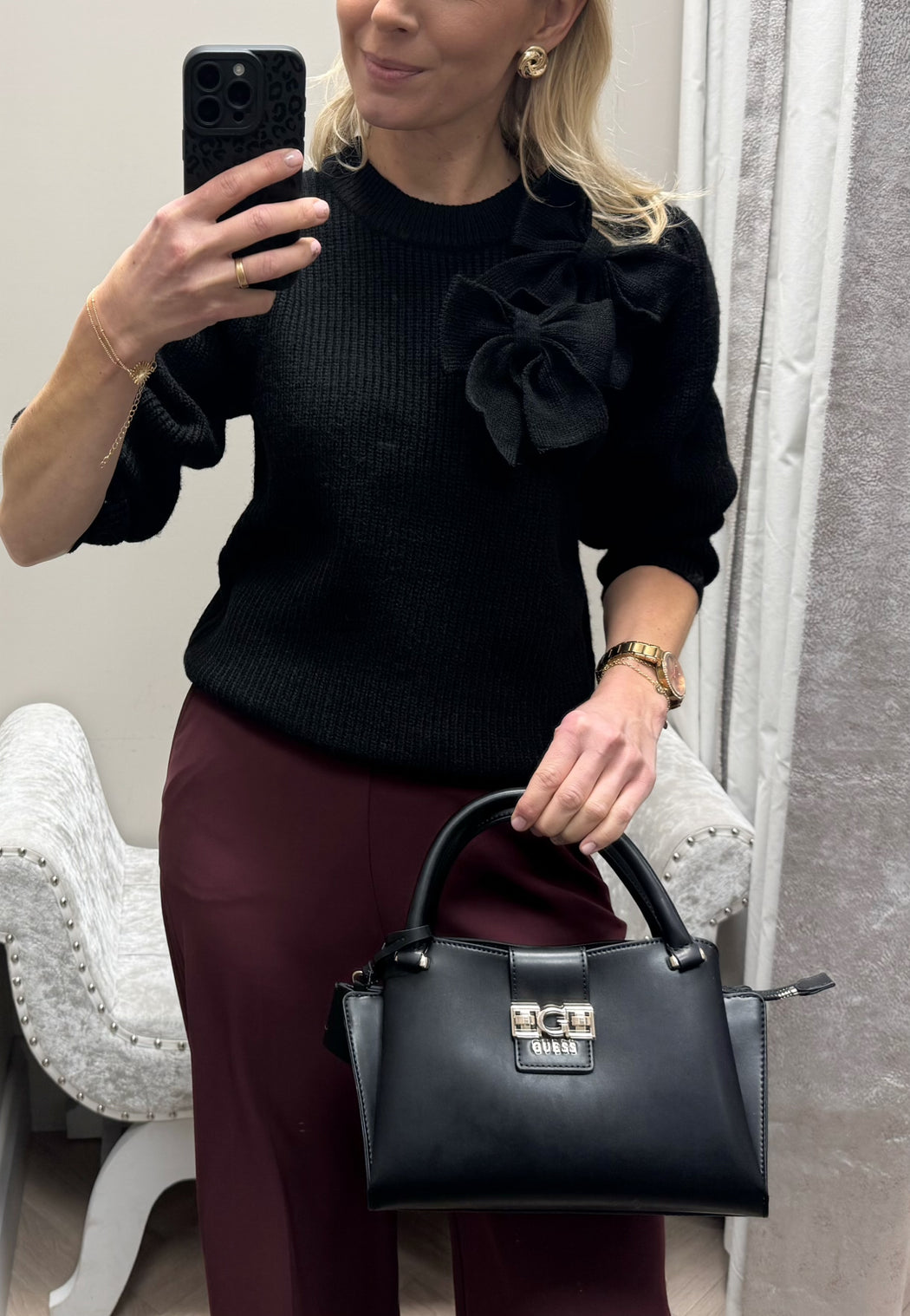 Charlie black bow knit