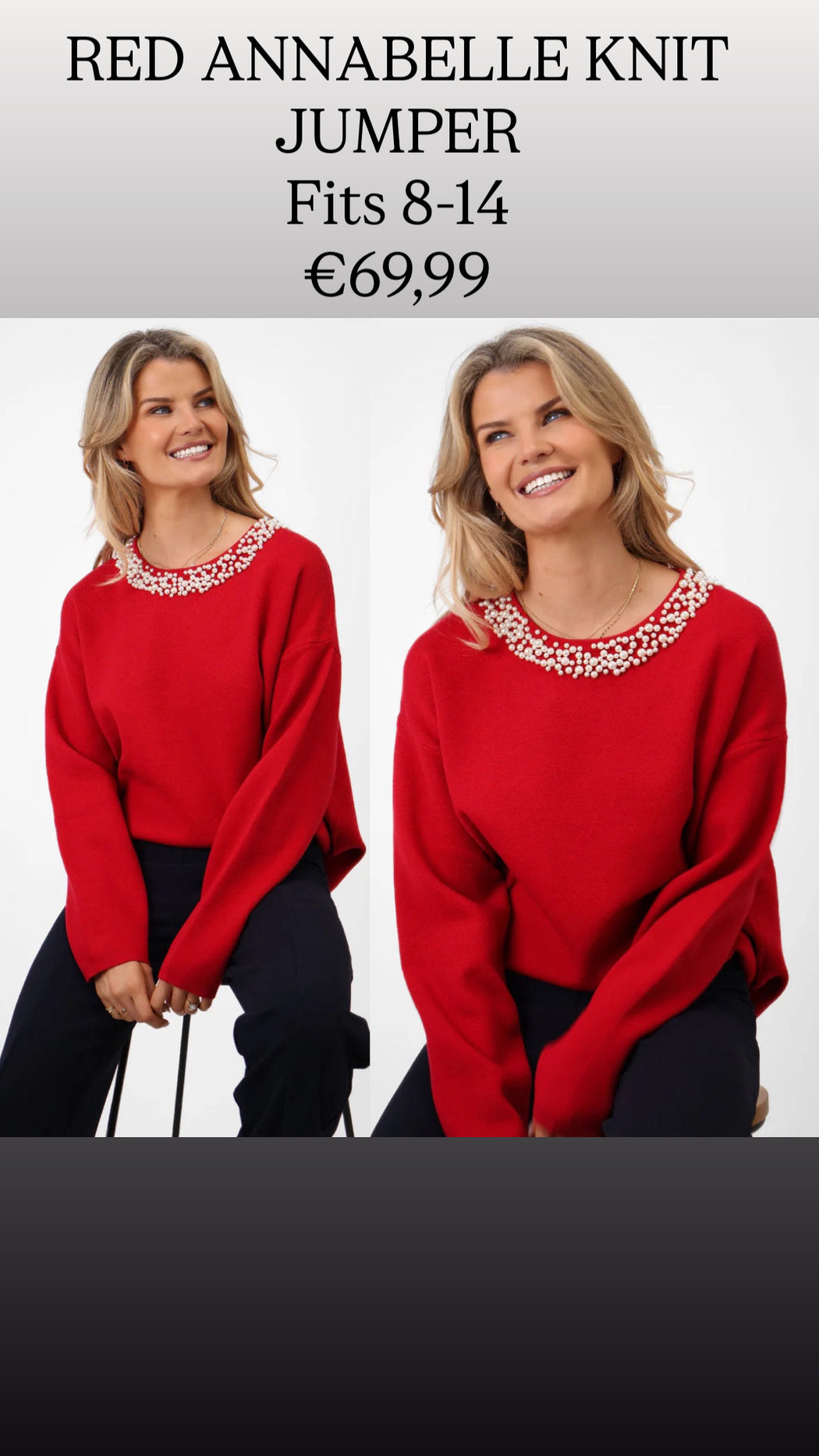 RED ANNABELLE KNIT JUMPER