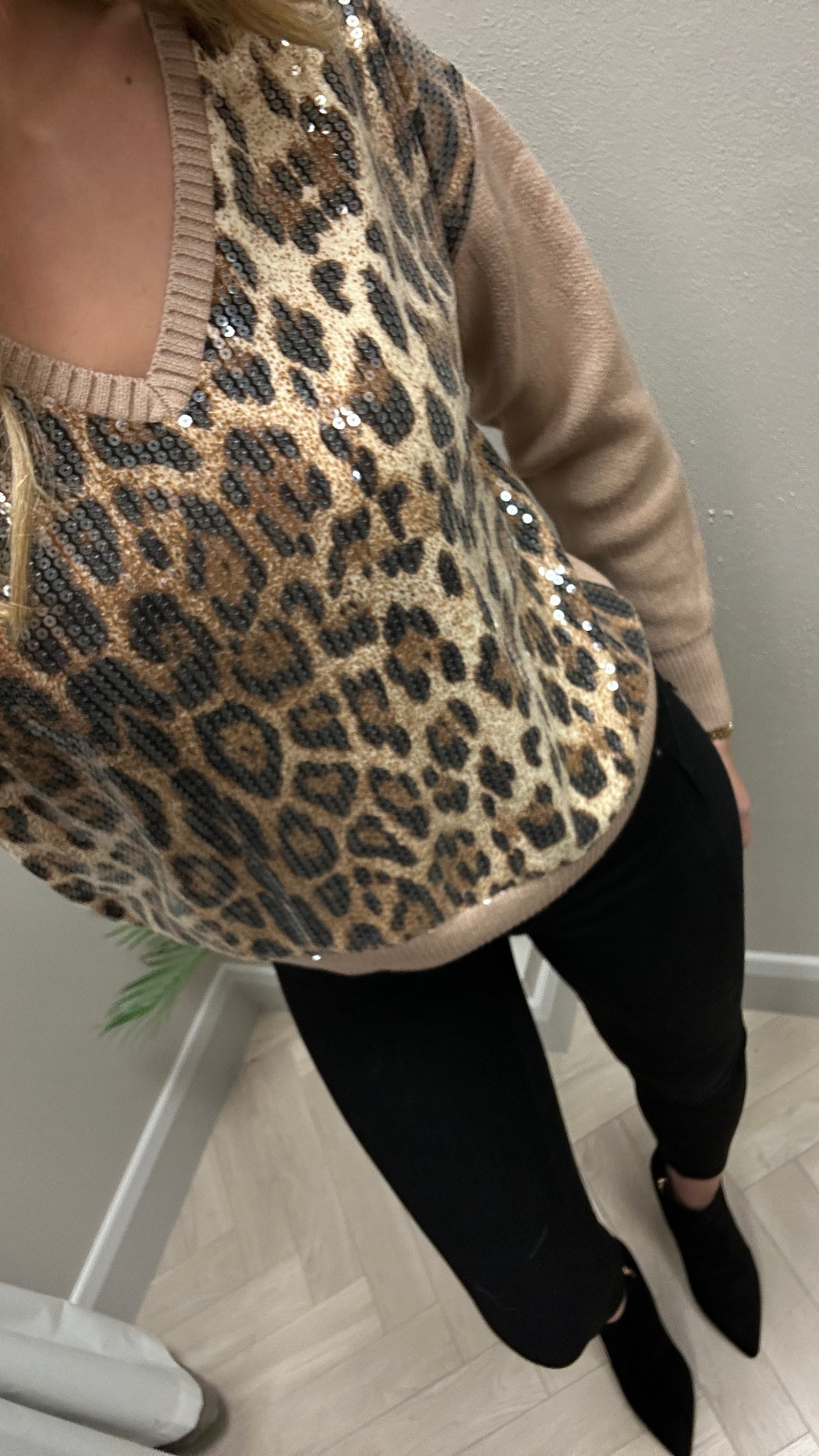 Katie sequin leopard knit